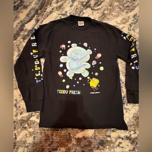 Teddy Fresh SpongeBob  Black Long Sleeve Tee with Bear and Character Design